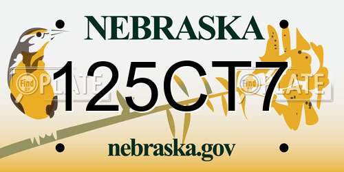 125CT7 Nebraska License Plate