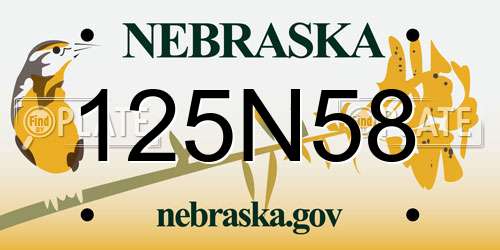 125N58 Nebraska License Plate
