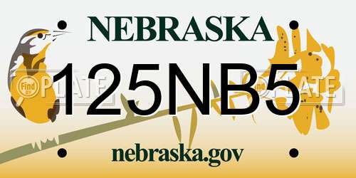 125NB5 Nebraska License Plate