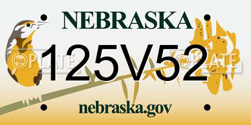 125V52 Nebraska License Plate