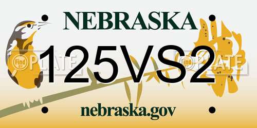 125VS2 Nebraska License Plate