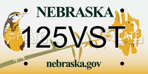 125VST Nebraska License Plate