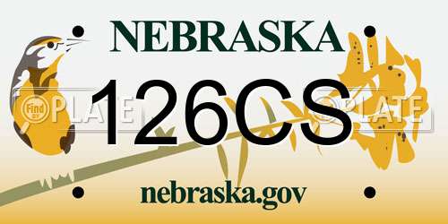 126CS Nebraska License Plate