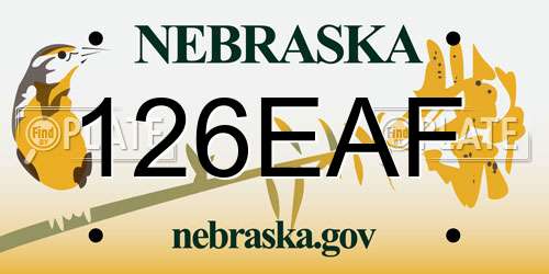 126EAF Nebraska License Plate