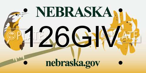 126GIV Nebraska License Plate