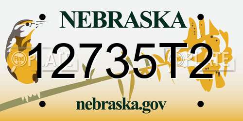 12735T2 Nebraska License Plate