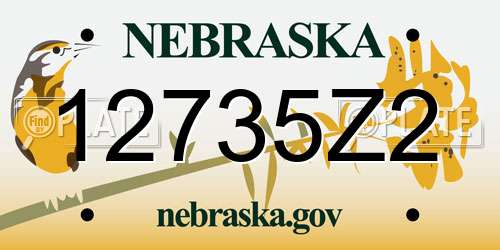 12735Z2 Nebraska License Plate