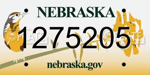 1275205 Nebraska License Plate