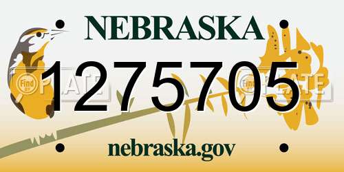1275705 Nebraska License Plate