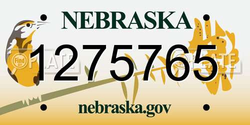 1275765 Nebraska License Plate