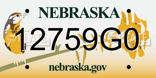 12759G0 Nebraska License Plate