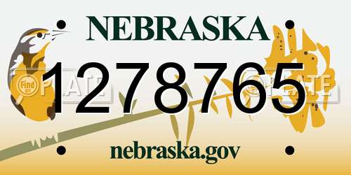 1278765 Nebraska License Plate