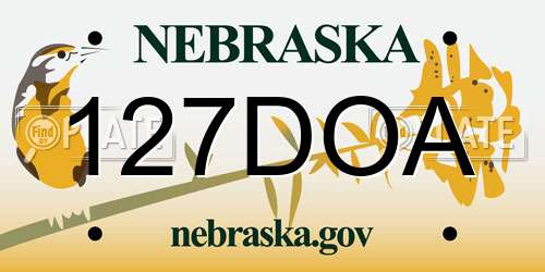 127DOA Nebraska License Plate