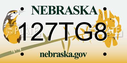 127TG8 Nebraska License Plate