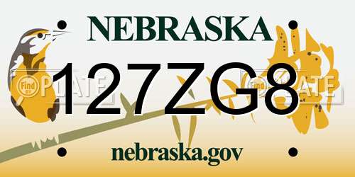 127ZG8 Nebraska License Plate