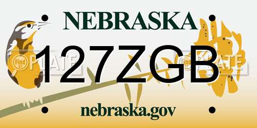 127ZGB Nebraska License Plate