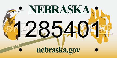 1285401 Nebraska License Plate