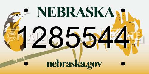 1285544 Nebraska License Plate