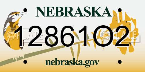 12861O2 Nebraska License Plate