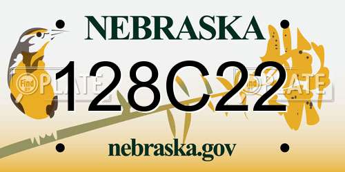 128C22 Nebraska License Plate
