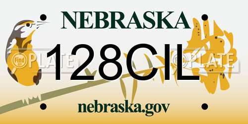 128CIL Nebraska License Plate