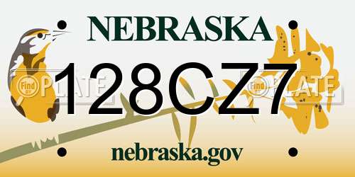 128CZ7 Nebraska License Plate