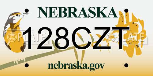128CZT Nebraska License Plate