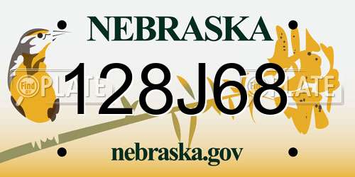 128J68 Nebraska License Plate