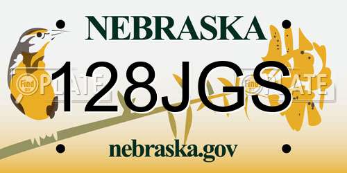 128JGS Nebraska License Plate