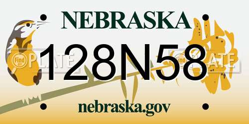 128N58 Nebraska License Plate