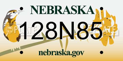 128N85 Nebraska License Plate