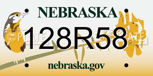 128R58 Nebraska License Plate