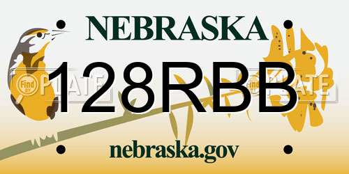 128RBB Nebraska License Plate