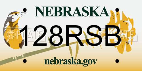 128RSB Nebraska License Plate