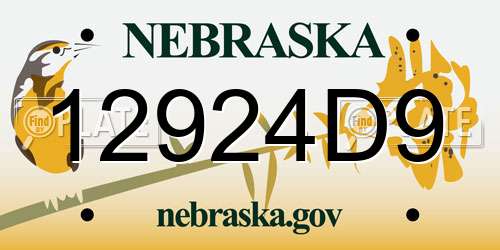 12924D9 Nebraska License Plate