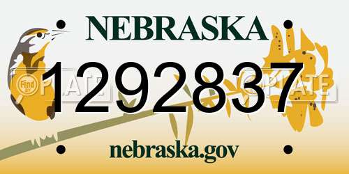 1292837 Nebraska License Plate