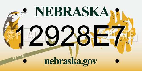 12928E7 Nebraska License Plate