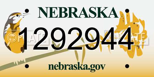 1292944 Nebraska License Plate
