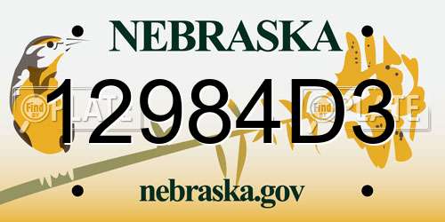 12984D3 Nebraska License Plate