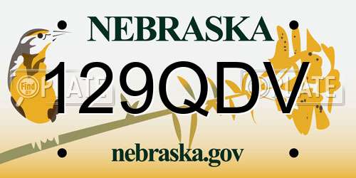 129QDV Nebraska License Plate