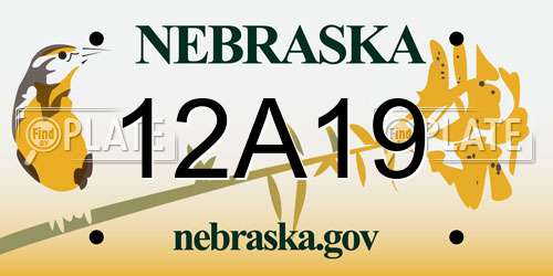 12A19 Nebraska License Plate