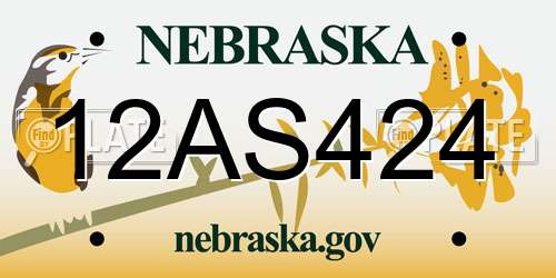 12AS424 Nebraska License Plate