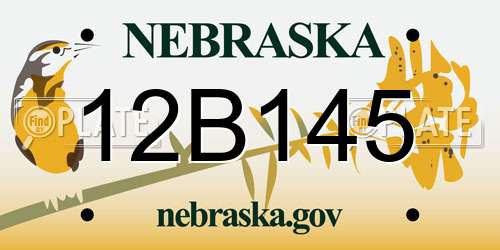 12B145 Nebraska License Plate