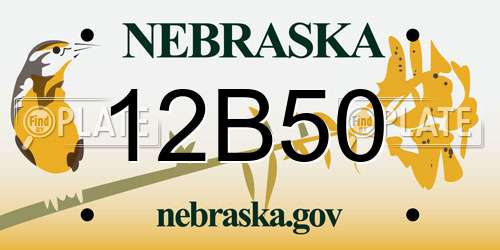 12B50 Nebraska License Plate