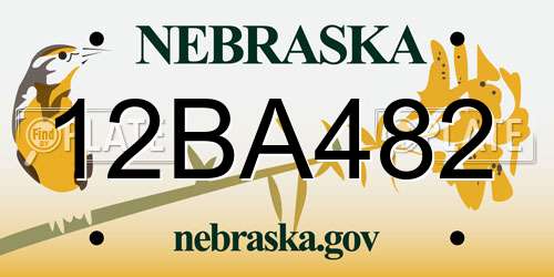 12BA482 Nebraska License Plate