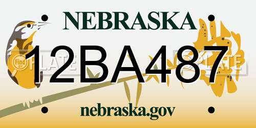 12BA487 Nebraska License Plate