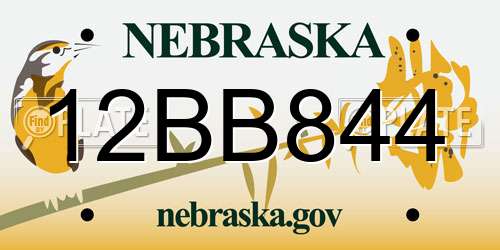 12BB844 Nebraska License Plate