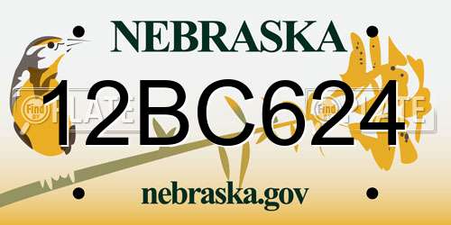 12BC624 Nebraska License Plate