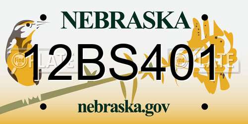 12BS401 Nebraska License Plate