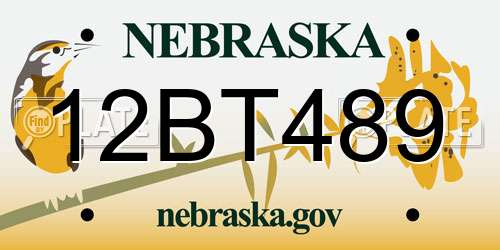 12BT489 Nebraska License Plate